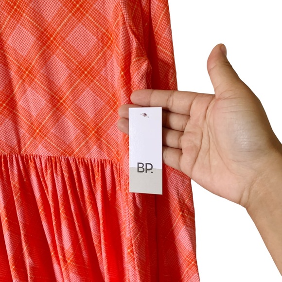 NWT BP Pink Orange Flannel Print Long Sleeve Knee Length Dress Size M - Picture 5 of 13
